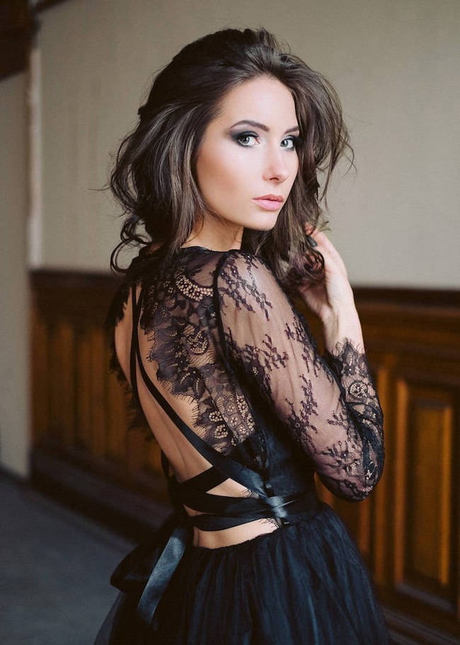 15 Chic Black Wedding Dresses for Bold Brides | Black Mist Wedding Dress by Bridalgarden Studio